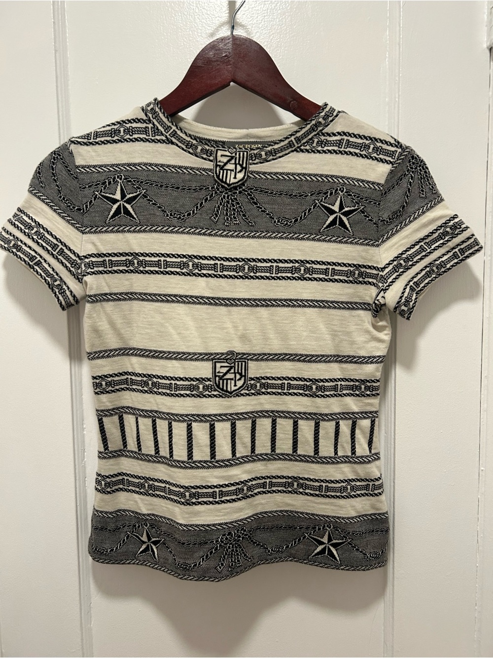 Zac Posen Striped Mock T shirt Size 2